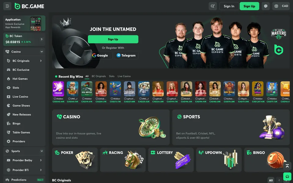 Lobby screenshot BC.Game