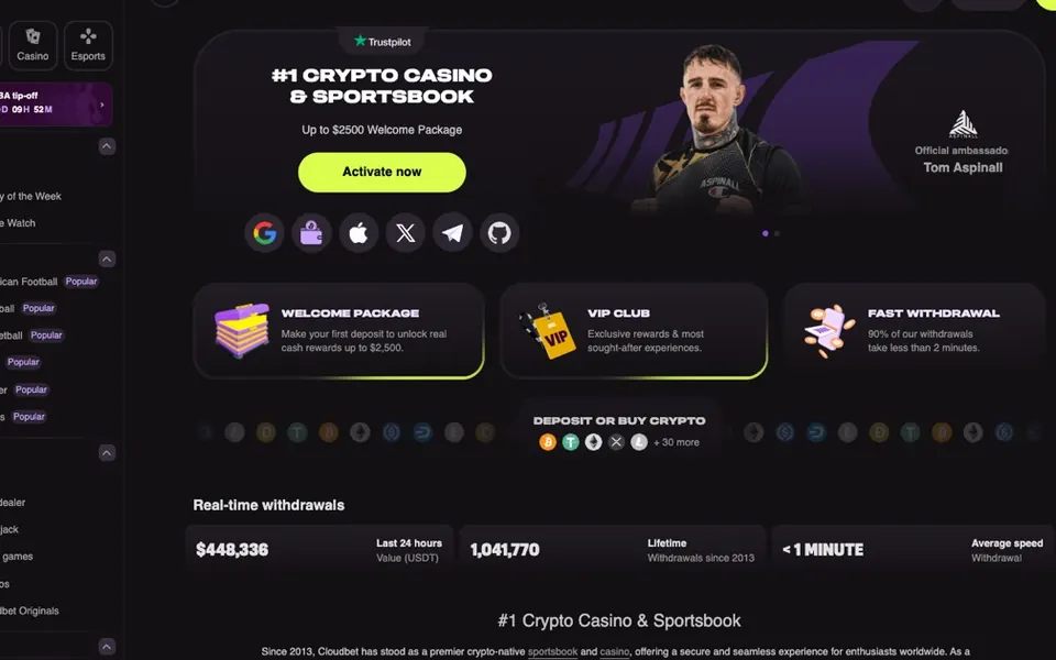 Lobby screenshot Cloudbet