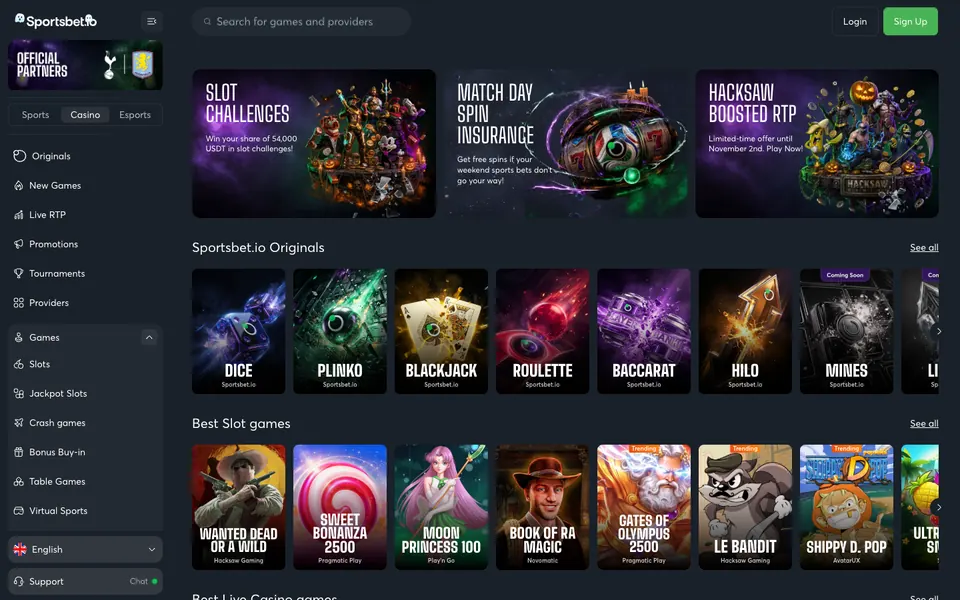 Lobby screenshot Sportsbet.io