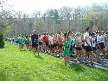 Runners line up at the start